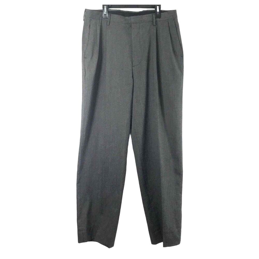 Nautica Rigger  Dress Pants Mens 34‎ x 31 Black Tweed Pleated Altered Hem
